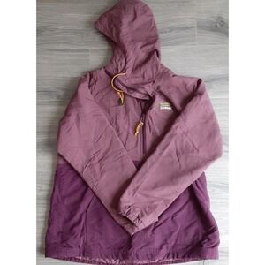 LL Bean Womens Mountain Classic Anorak Two-Tone Purple Half Zip Hooded Jacket L